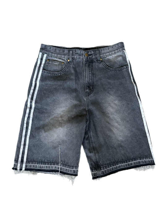 DOUBLE STRIPED JORTS - DARK GREY