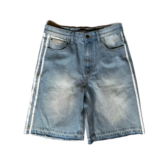 DOUBLE STRIPED JORTS - LIGHT BLUE