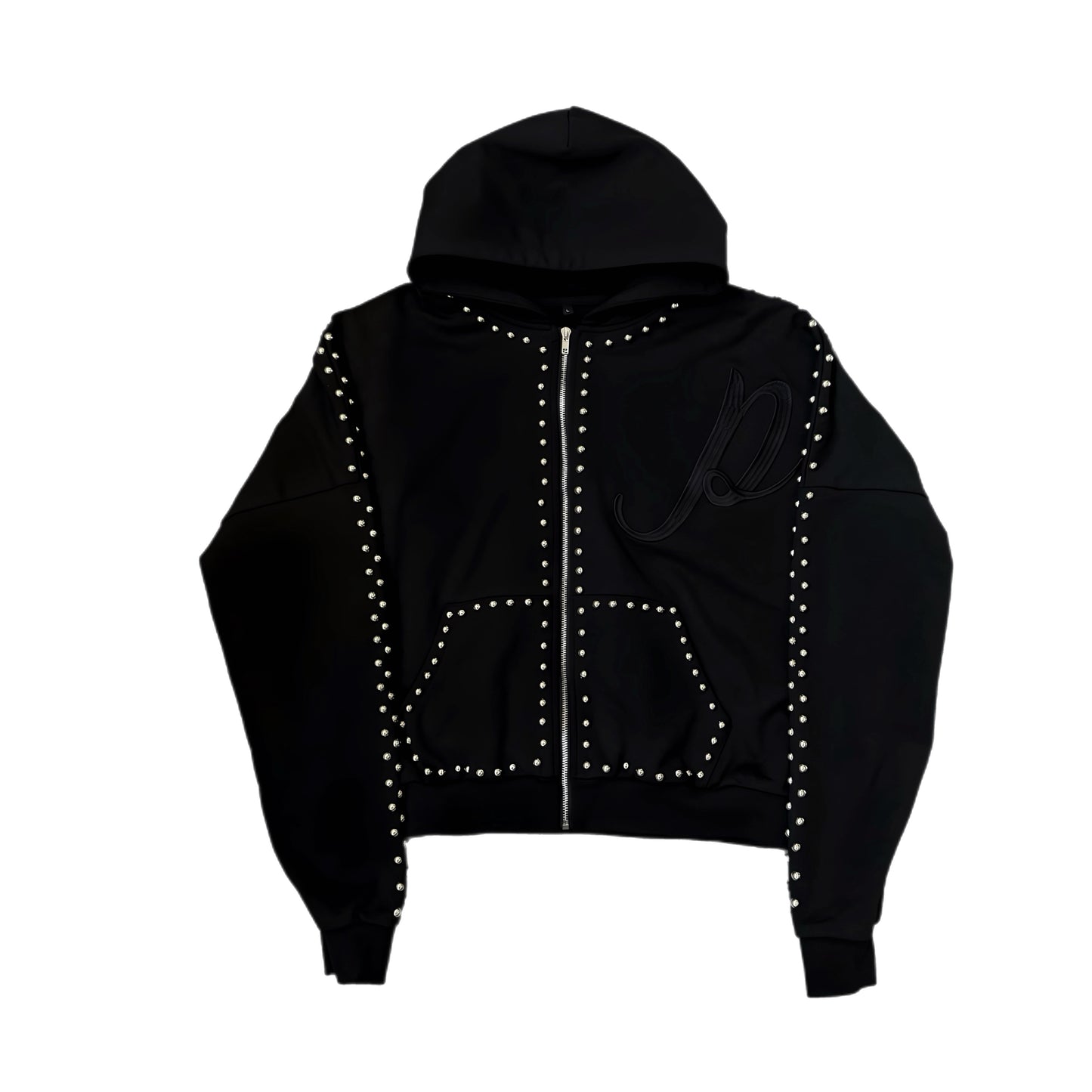 CURSIVE STUDDED ZIP UP